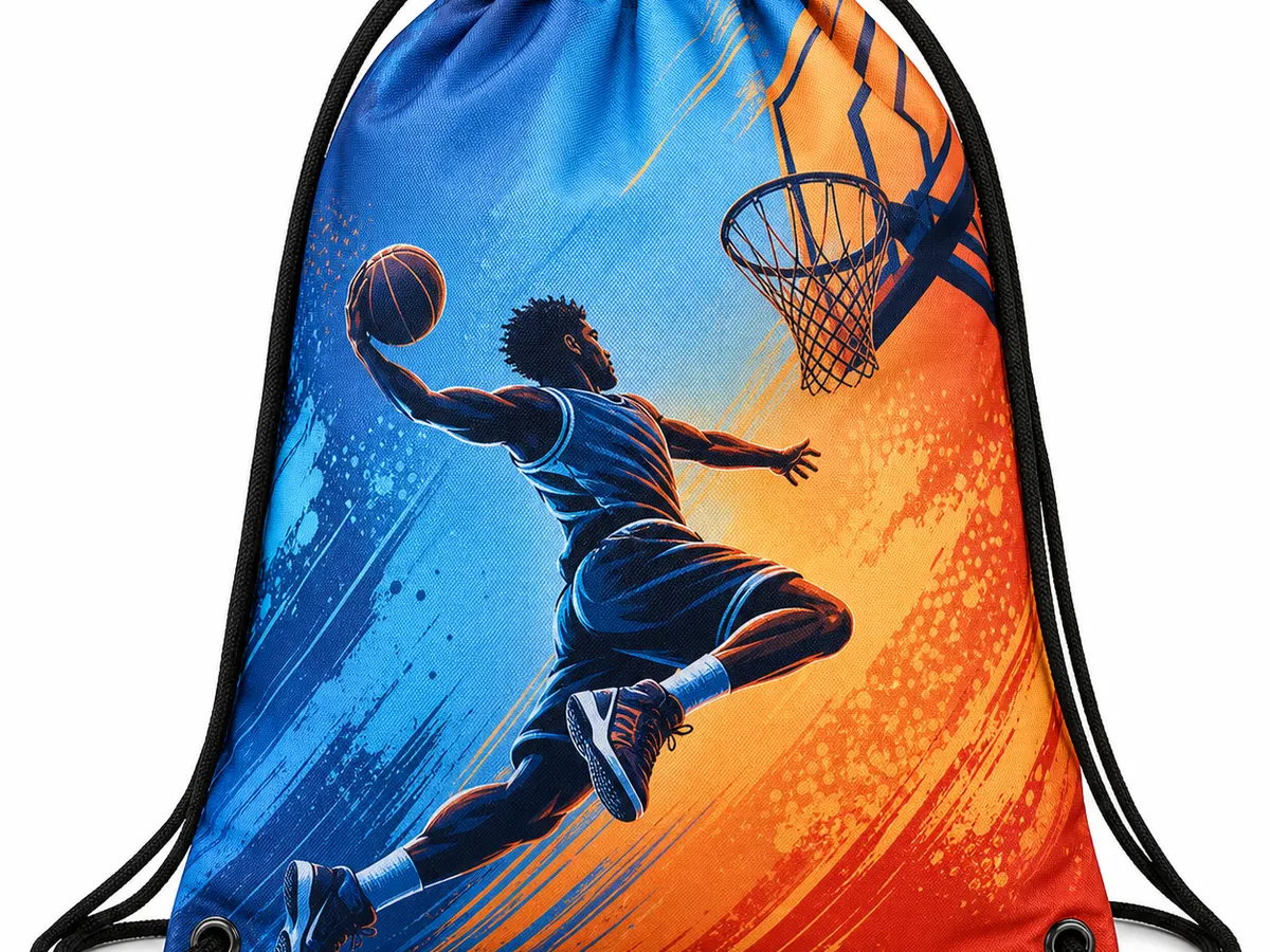 Custom polyester drawstring bag with sublimation printed sports gradient — sublimation printed drawstring bags sample sample
