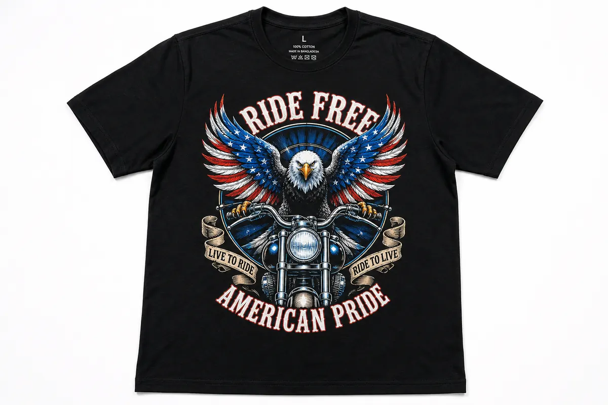 DTF printing on dark cotton T-shirt showing vibrant white underbase color quality