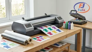 DTF printer in a clean small business print shop