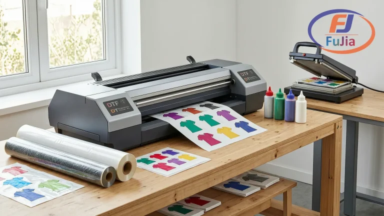 DTF printer in a clean small business print shop