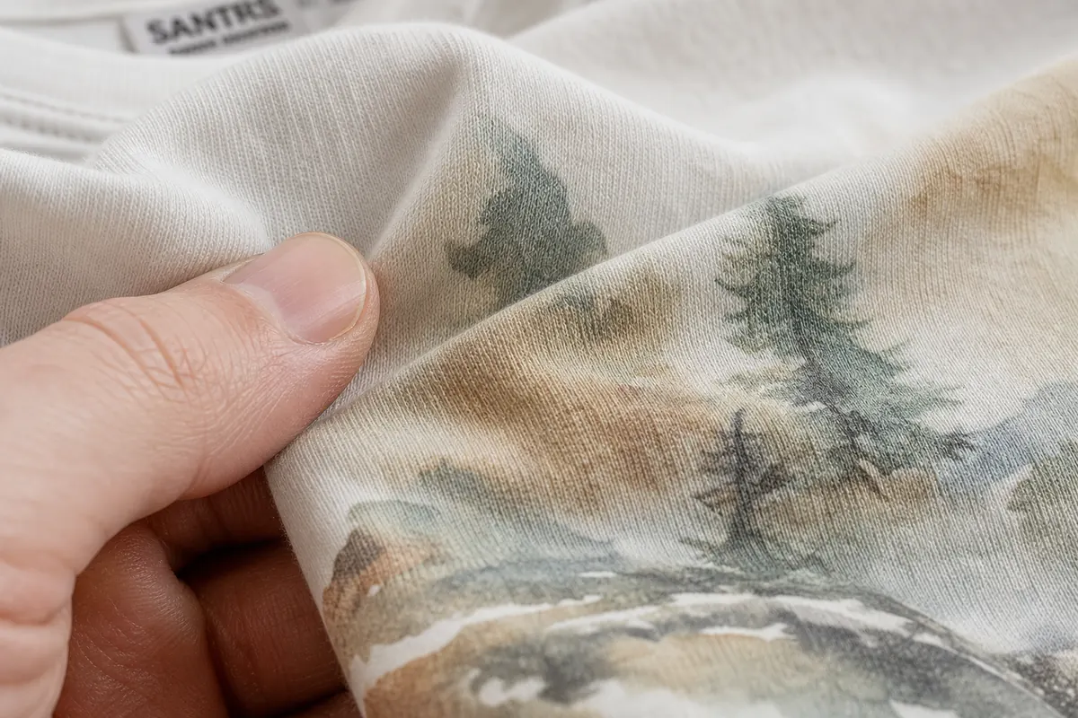 DTG print effect on cotton fabric showing soft breathable ink-into-fiber finish quality