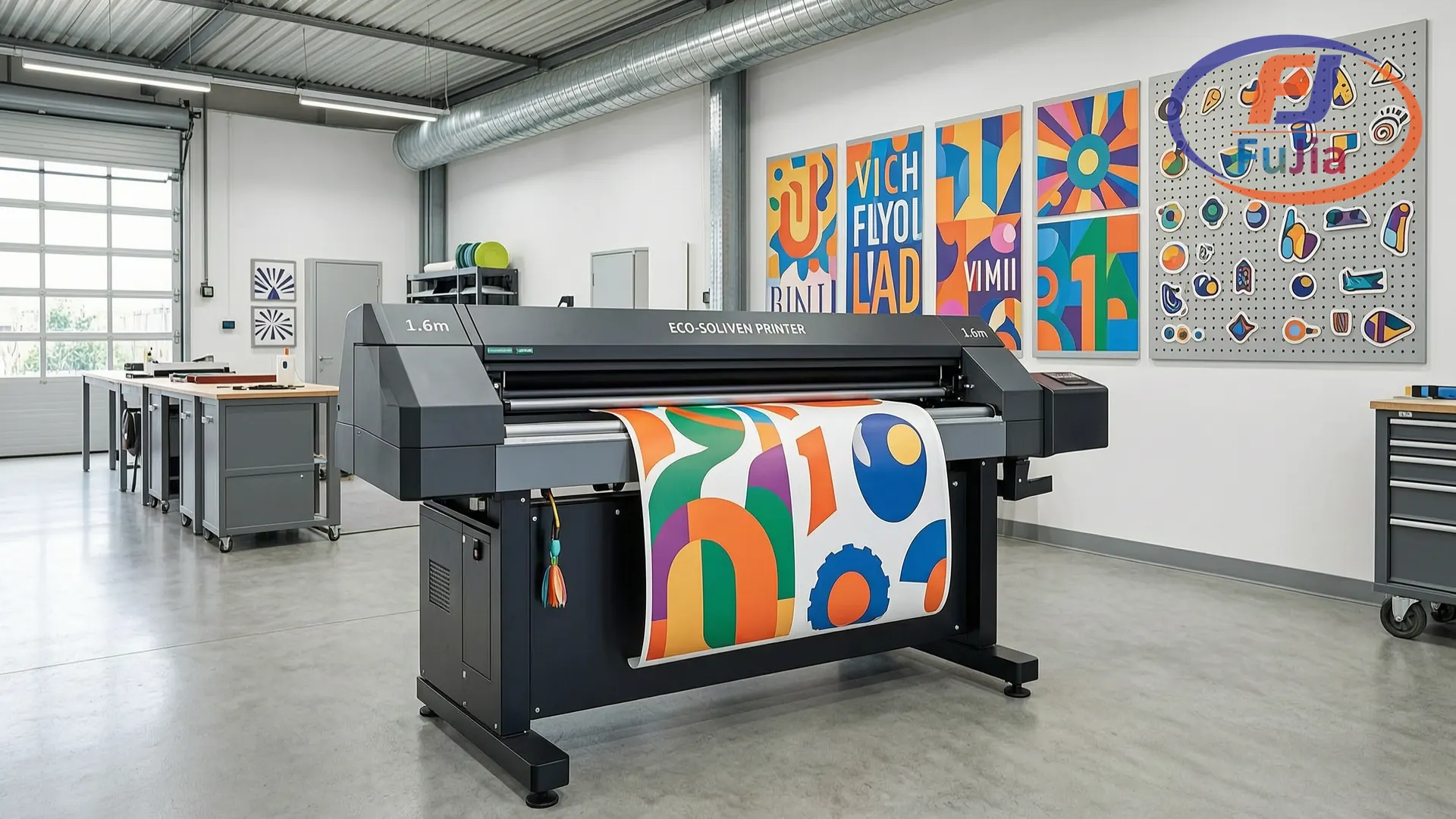 Eco-solvent printer in sign shop