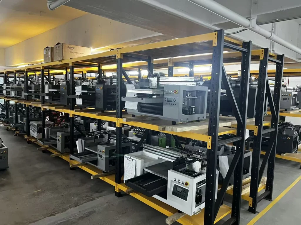 Fujia Print warehouse with consumables and parts inventory