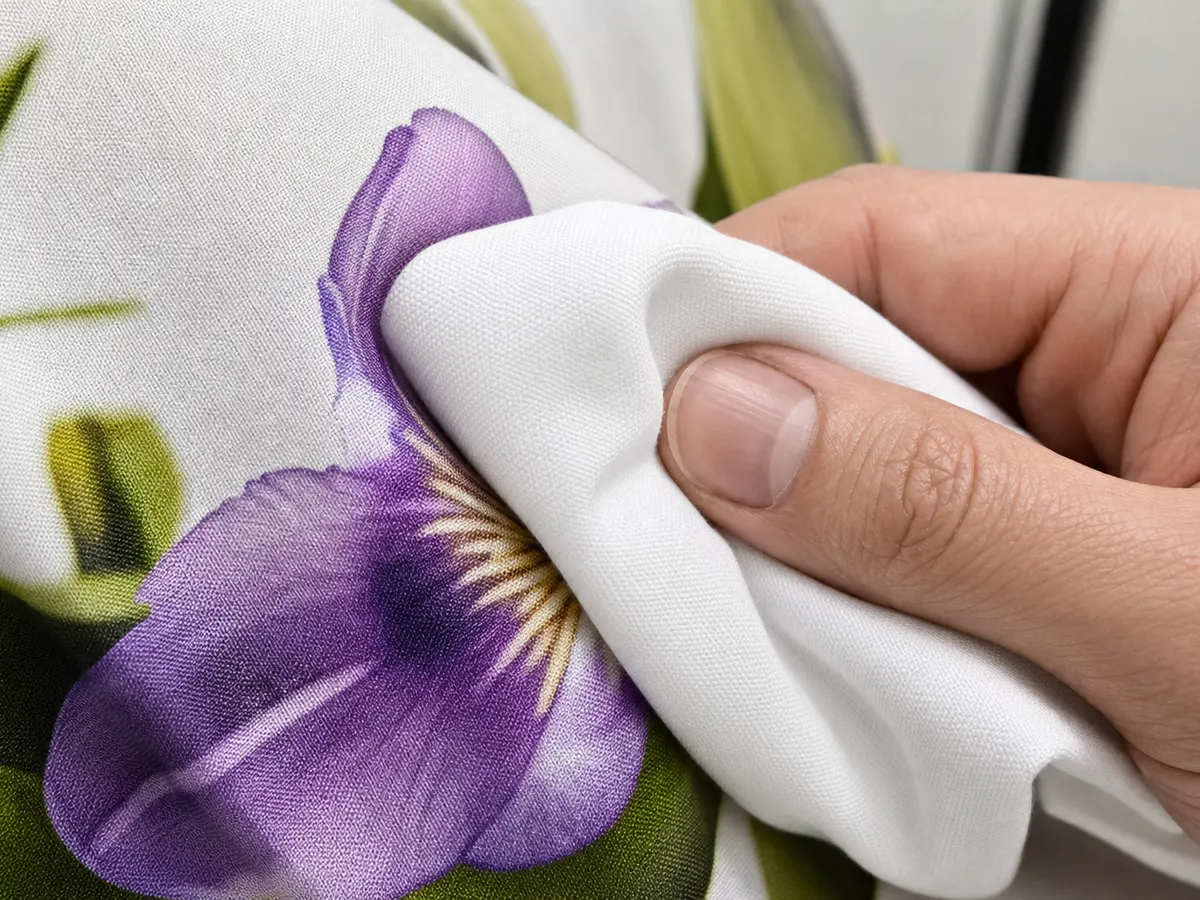 Fabric printing machine durability test — white cloth rub test on sublimation curtain with zero transfer