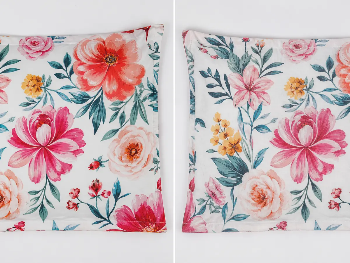 Fabric printing machine durability test — DTF printed pillowcase before/after 50 machine washes