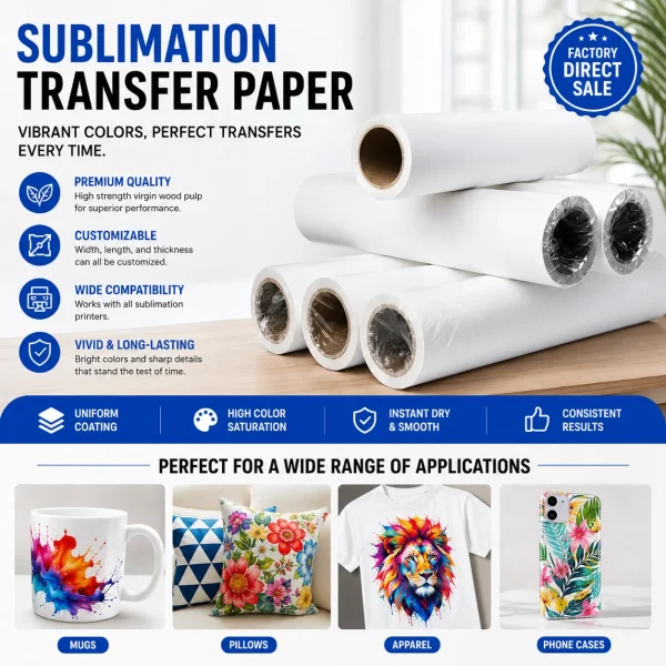 Customizable Sublimation Transfer Paper for All Inkjet Printers – Even Coating & Vivid Prints