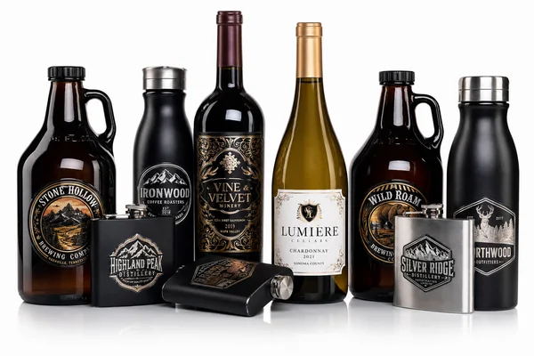 UV DTF crystal labels on wine bottles and beer growlers - Fujia case study