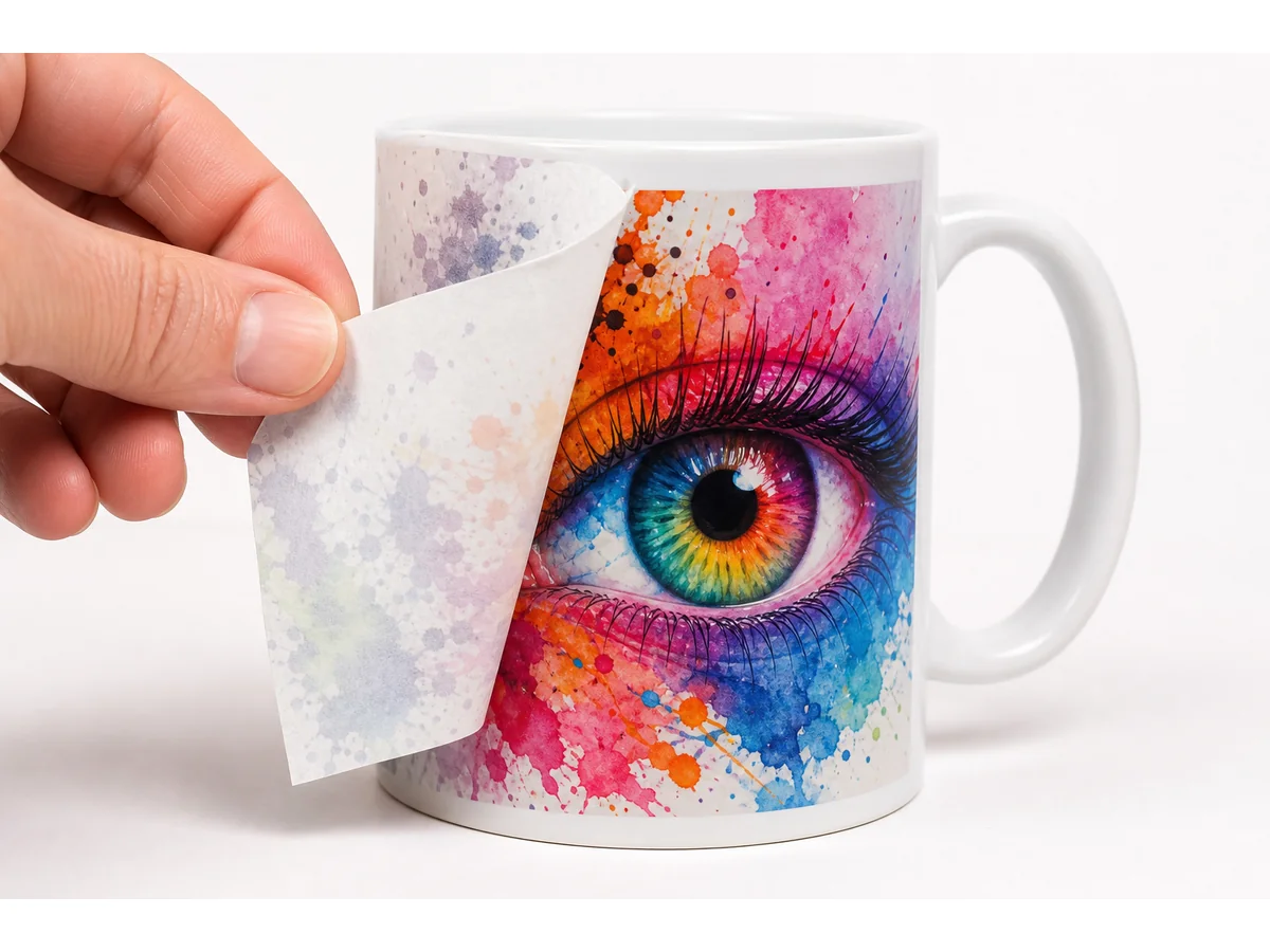 Sublimation direct print on ceramic mug - seamless 360 degree wrap, CMYK white, glossy finish