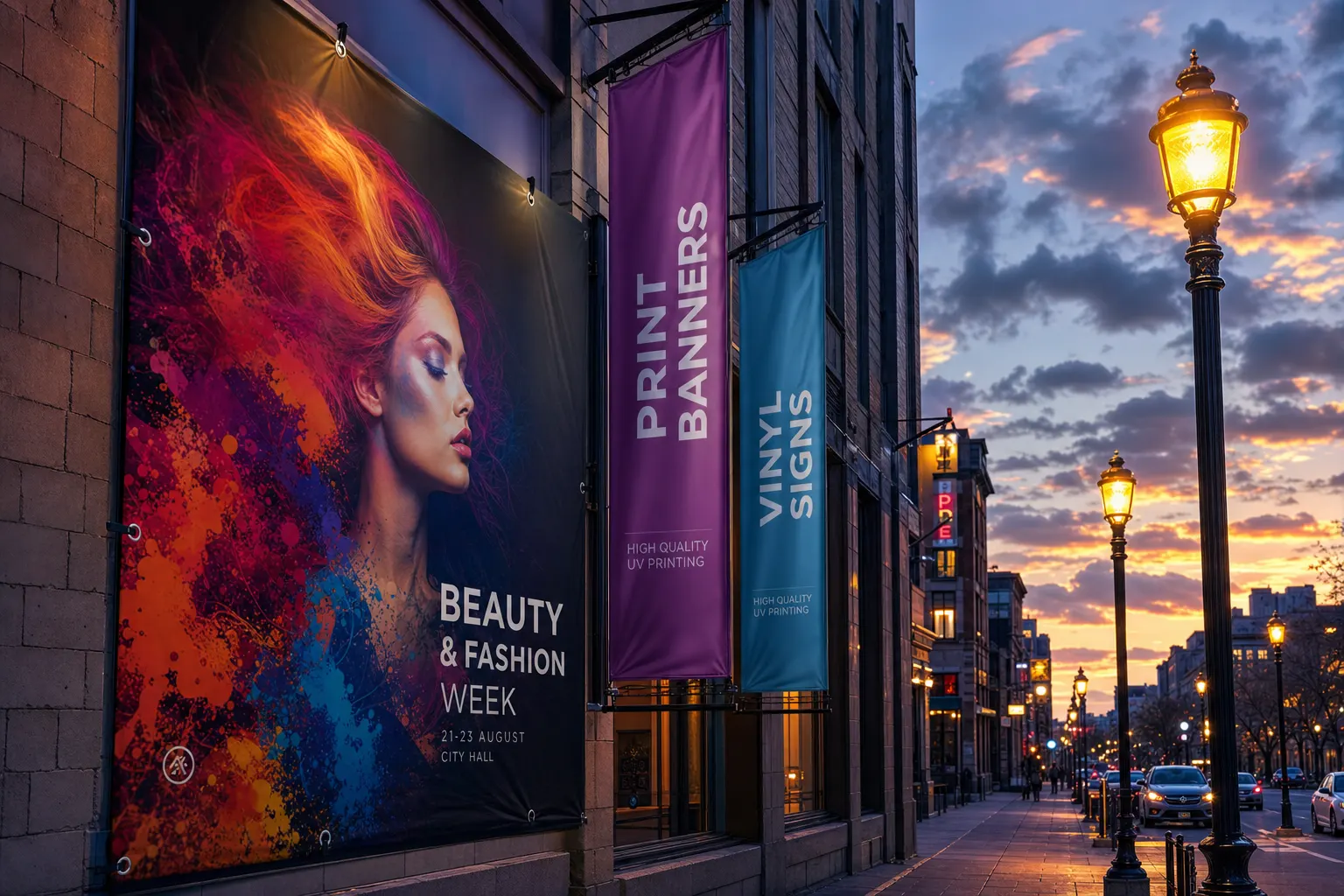 UV printed outdoor banners vinyl signs weather-resistant