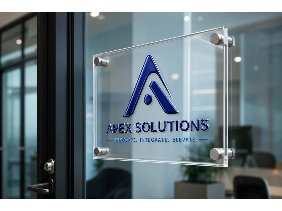 UV DTF crystal label on acrylic office door sign with 3D embossed brand logo