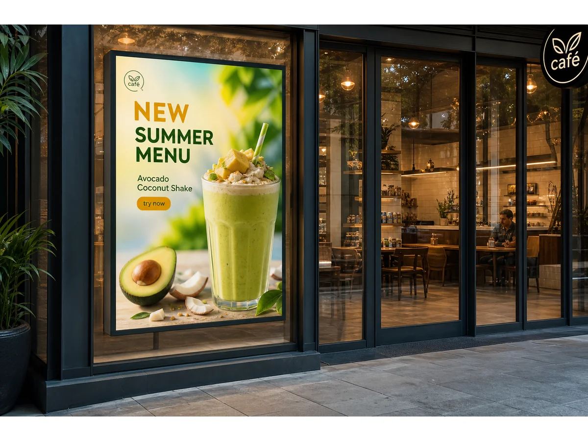 Eco-Solvent printed backlit film panel for retail lightbox display with vibrant illuminated colors