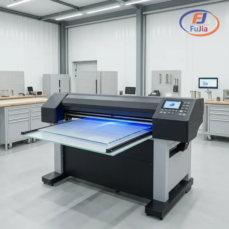 UV printer in action printing on flat substrate