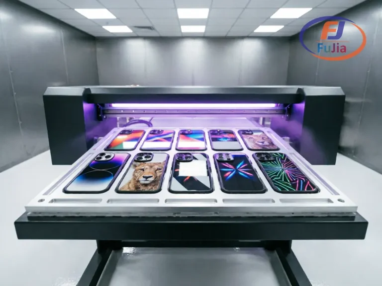 UV flatbed printer printing phone cases and small products