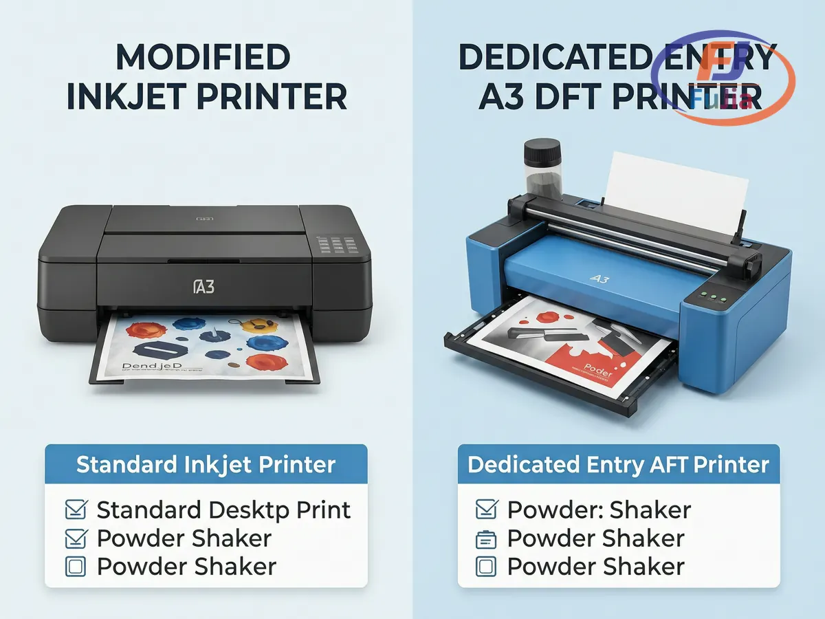Cost comparison of a modified inkjet versus a dedicated entry DTF printer