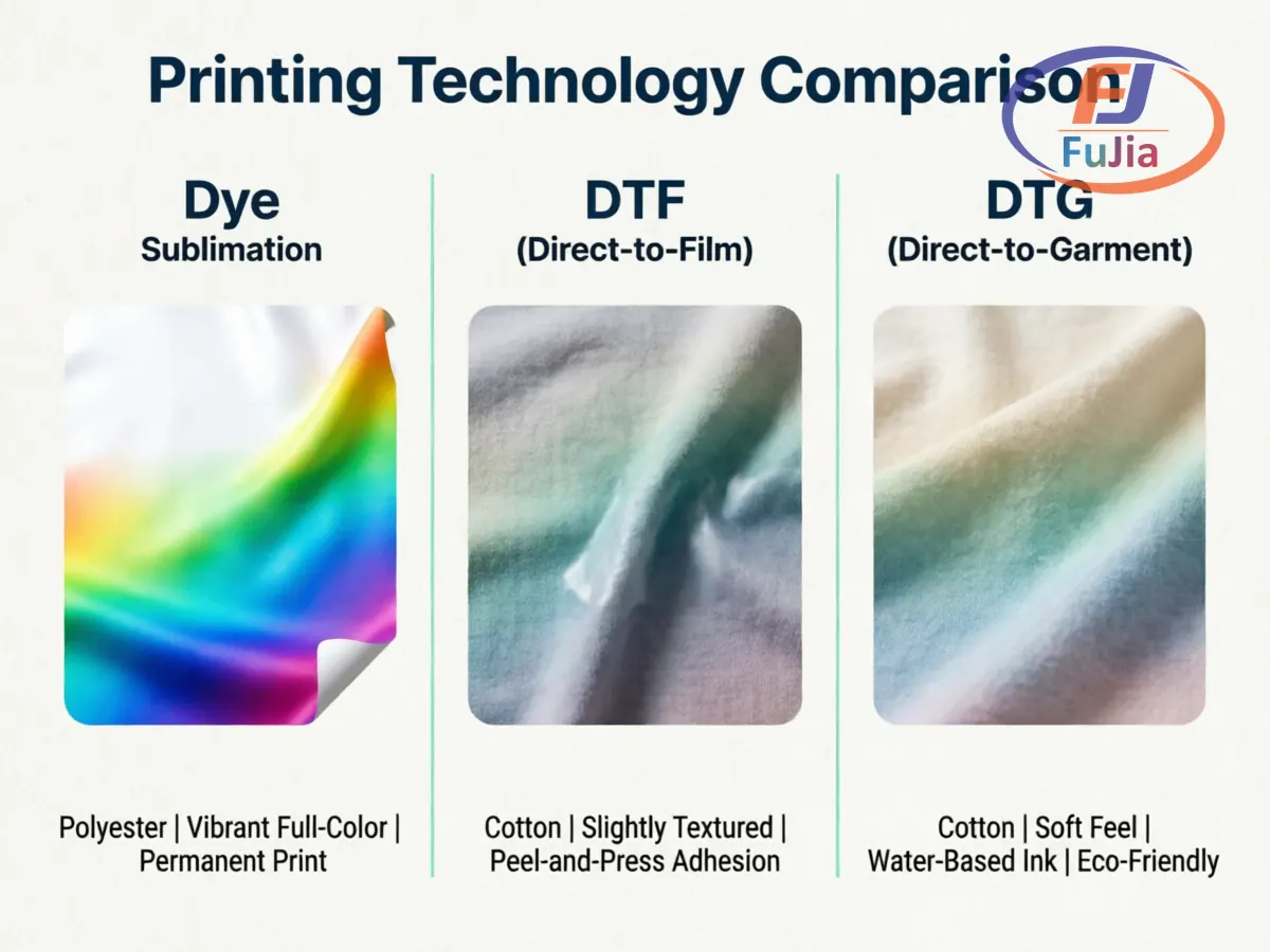Sublimation vs DTF vs DTG Comparison