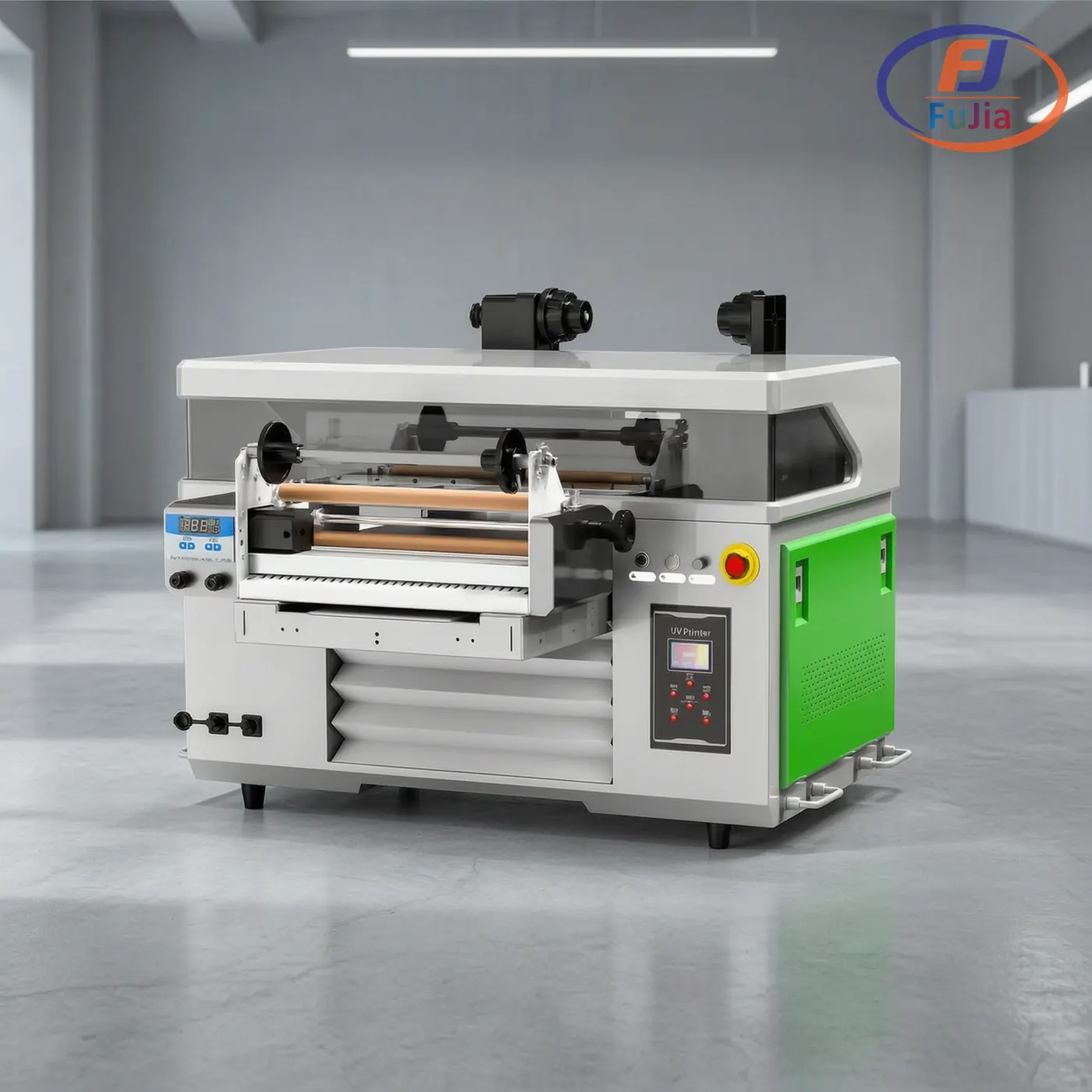 UV flatbed printer in a production workshop