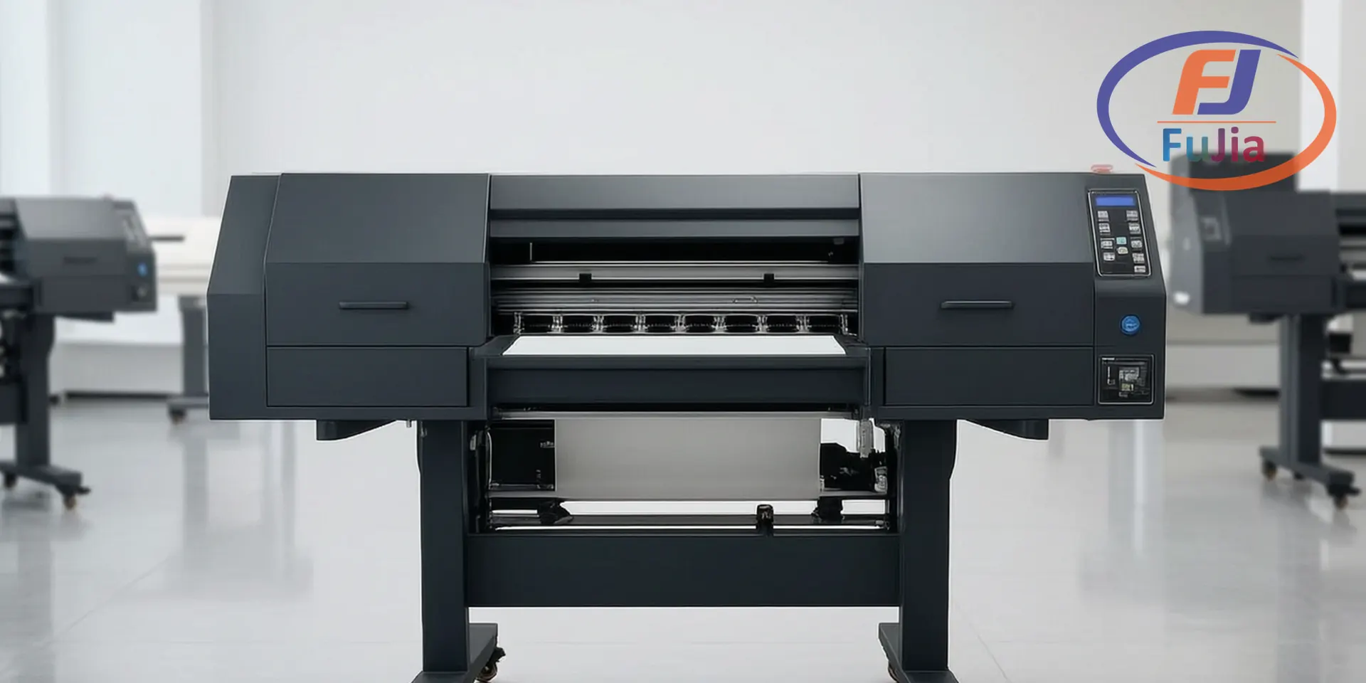 Fujia i3200 DTF printer lineup ready for shipment in a production workshop