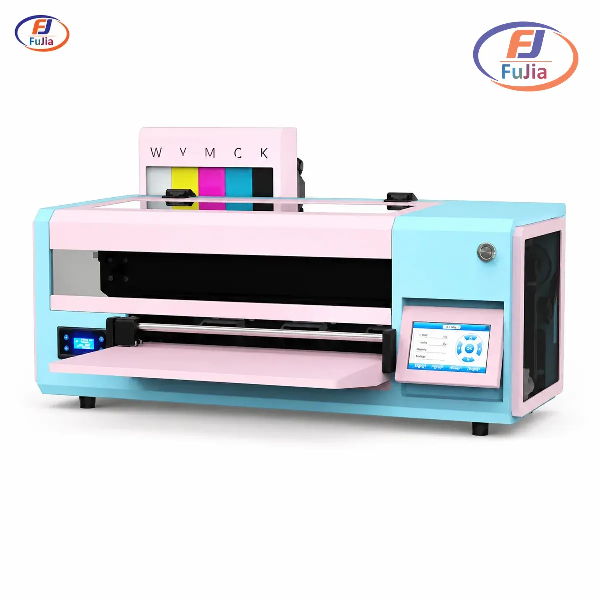 Fujia A3 desktop DTF printer for home use sitting on a workbench