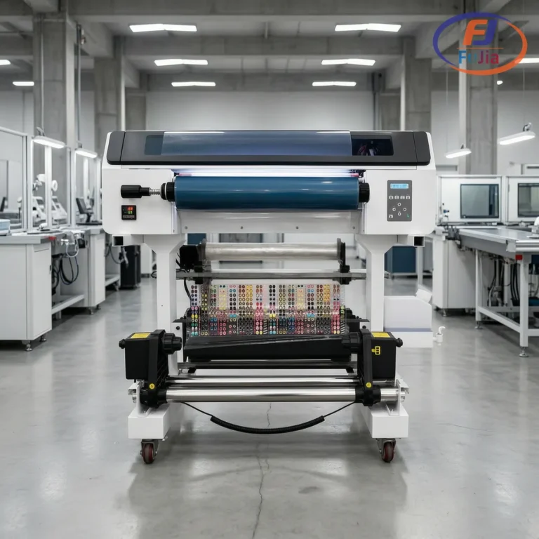 Industrial labeling equipment in production