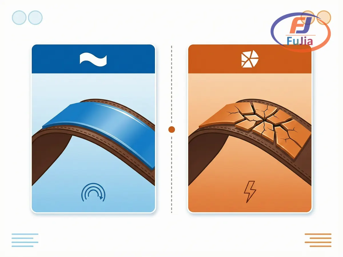Rigid versus flexible UV ink comparison infographic for soft and hard surfaces