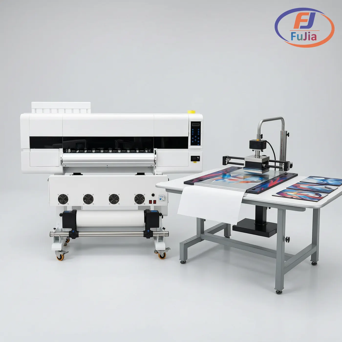 Heat press applying a sublimation transfer onto a coated aluminum sheet