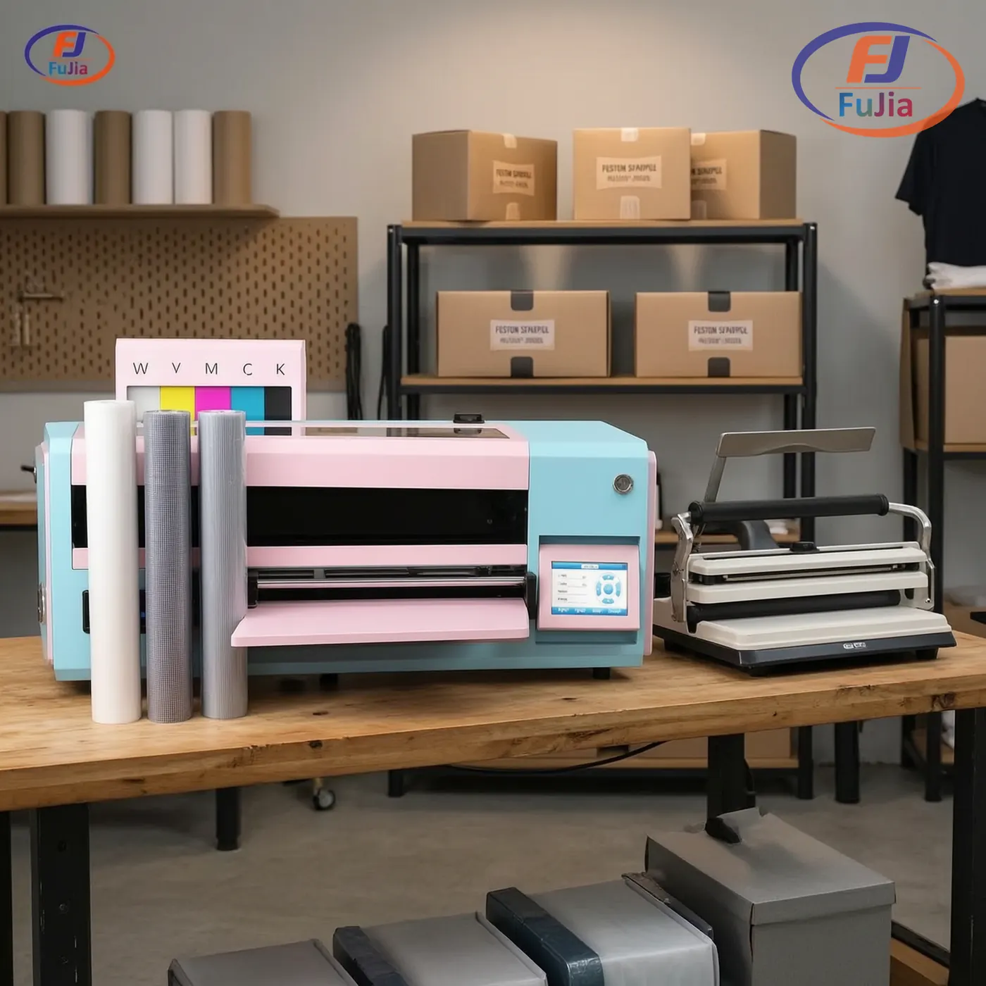 Small studio running a desktop DTF printer for growing order volume