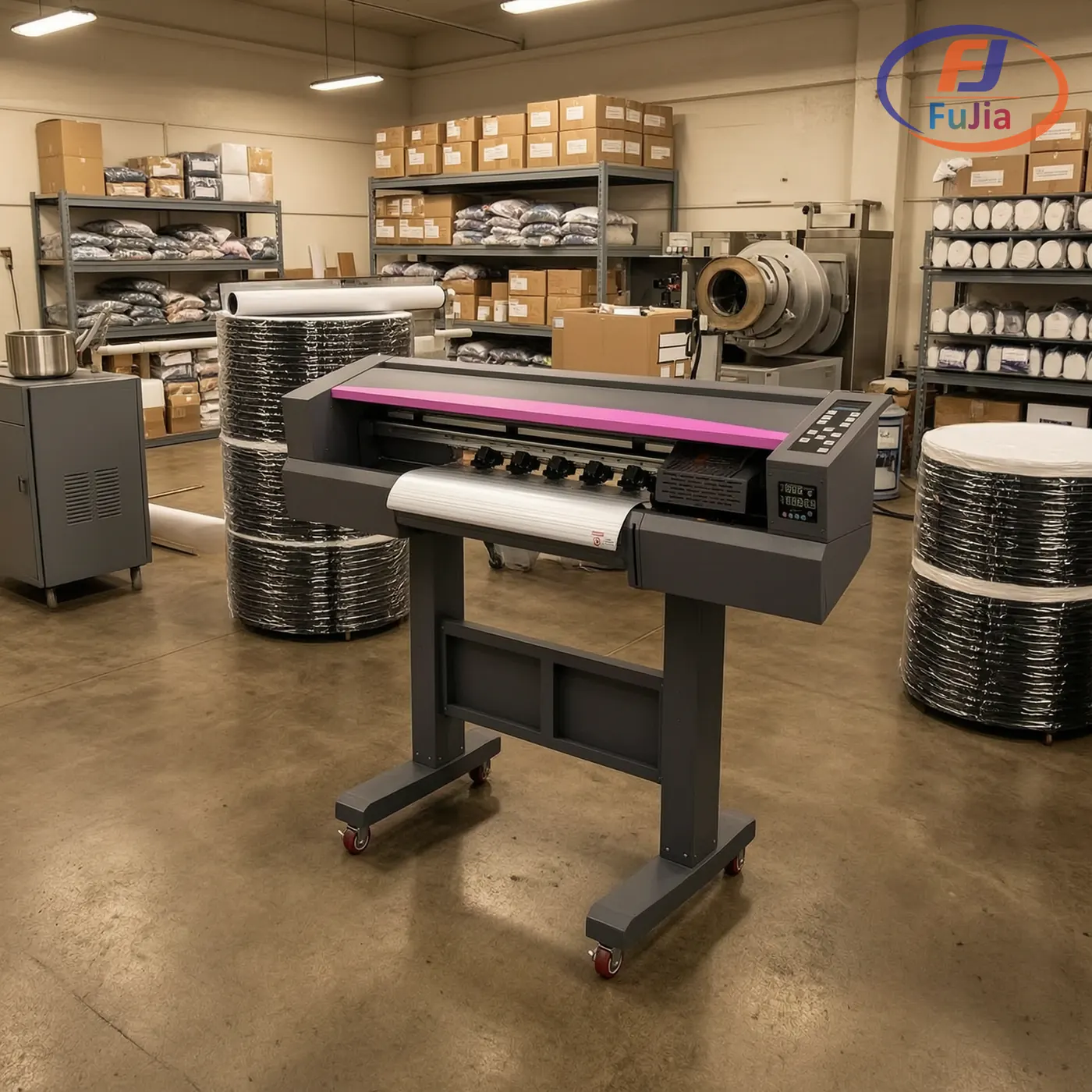 4-head DTF printer running bulk transfers on a production floor