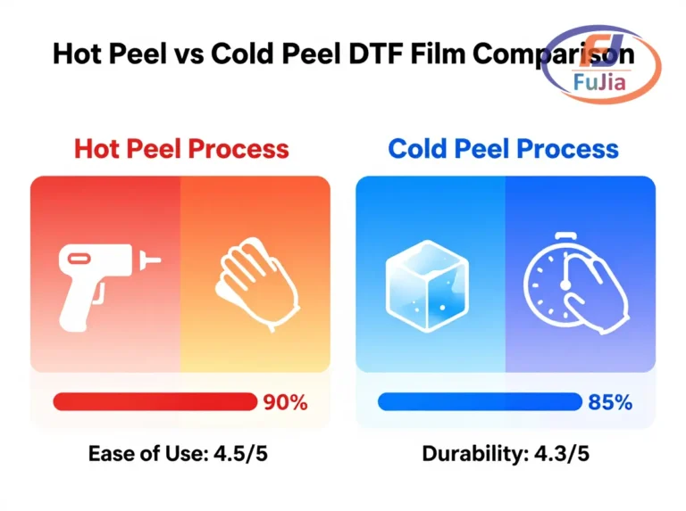 Comparison of hot peel and cold peel DTF film characteristics