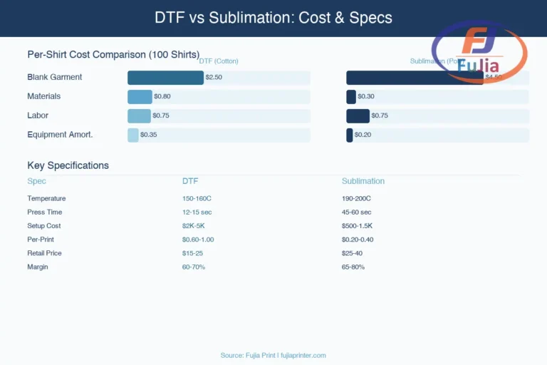 Decision flowchart for choosing DTF or sublimation