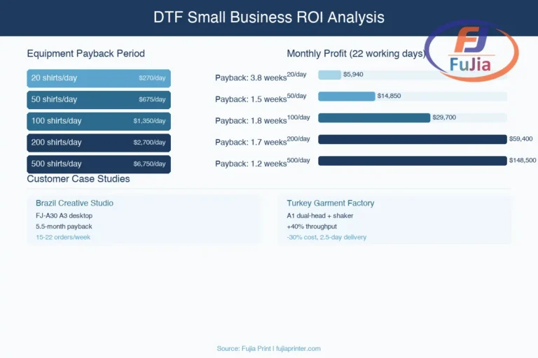 ROI comparison chart showing payback periods and monthly profit across business tiers