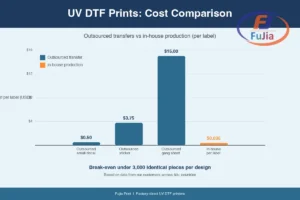 UV DTF print cost breakdown infographic showing ink, film, and equipment costs