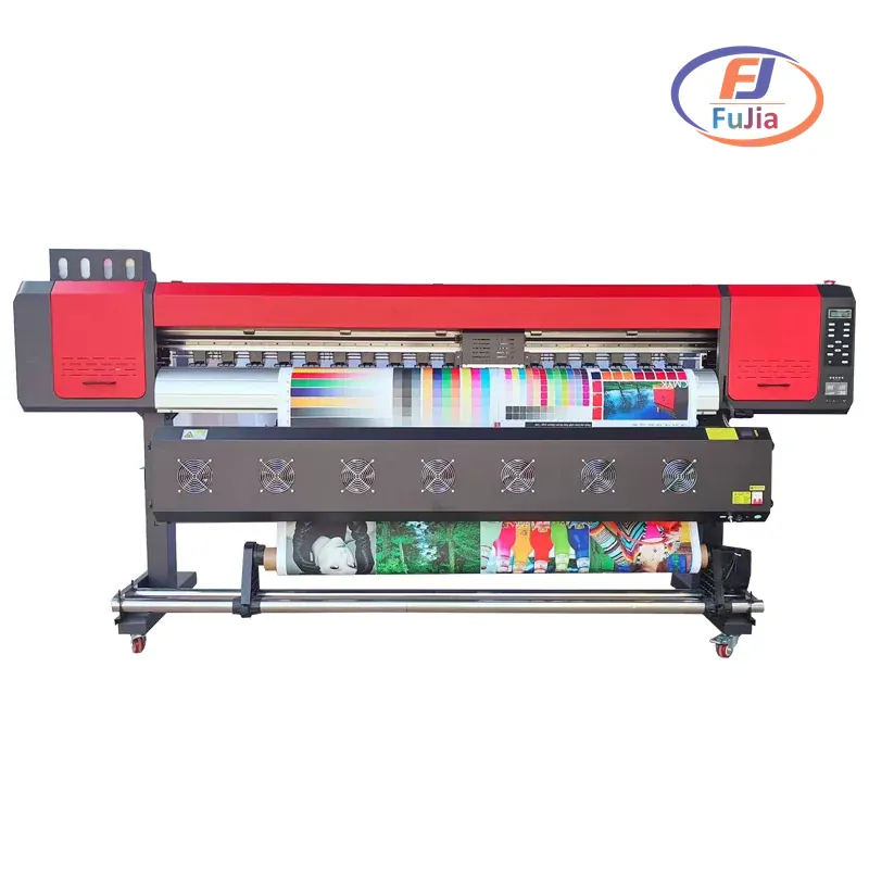 Industrial sign printing machine producing large-format vinyl banners and posters