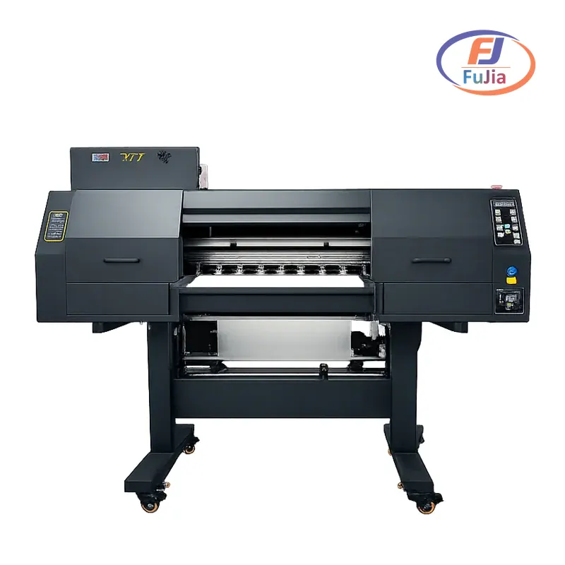 Fujia A1 dual-head DTF printer running a production batch