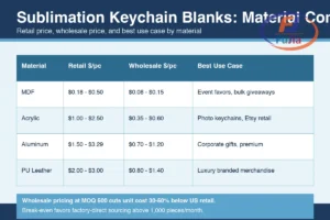 Comparison chart: sublimation keychain blank material types