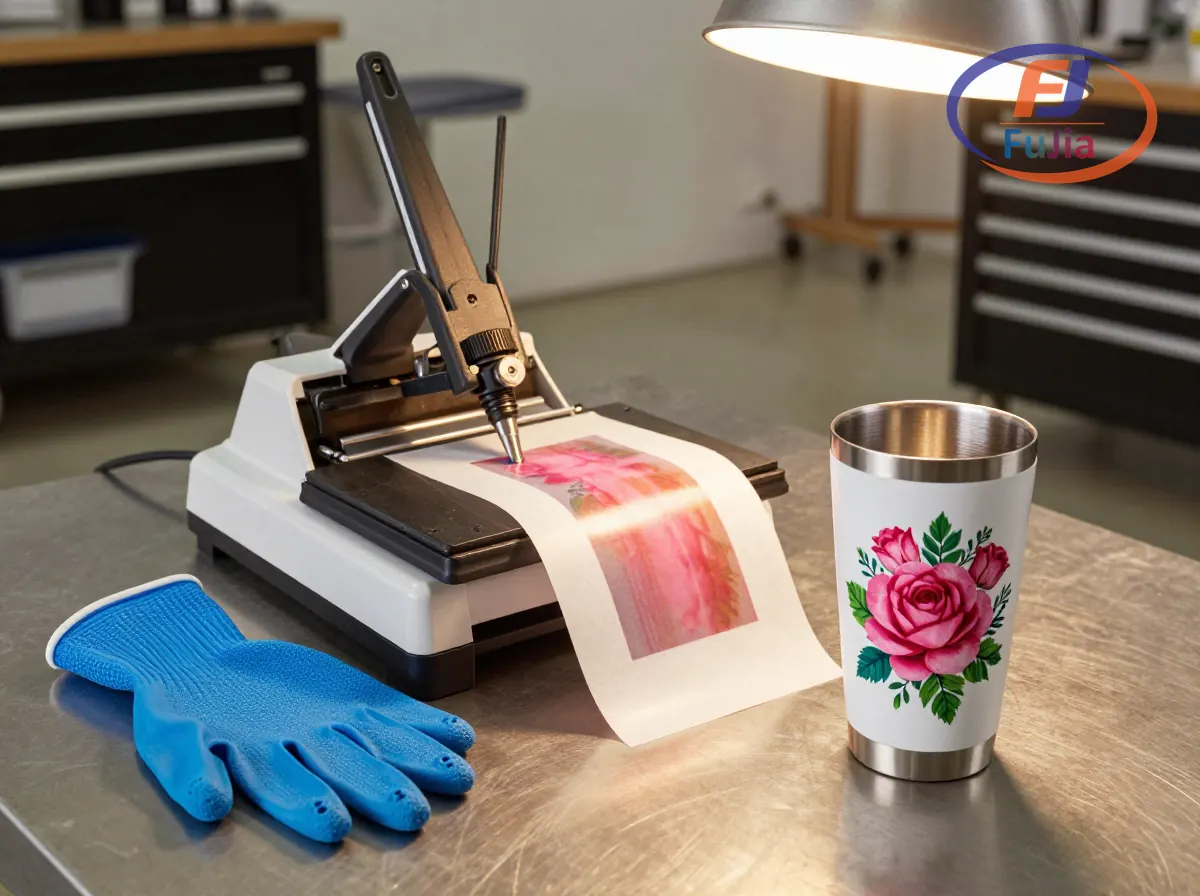 Step-by-step process of sublimating a tumbler blank from design to finished product