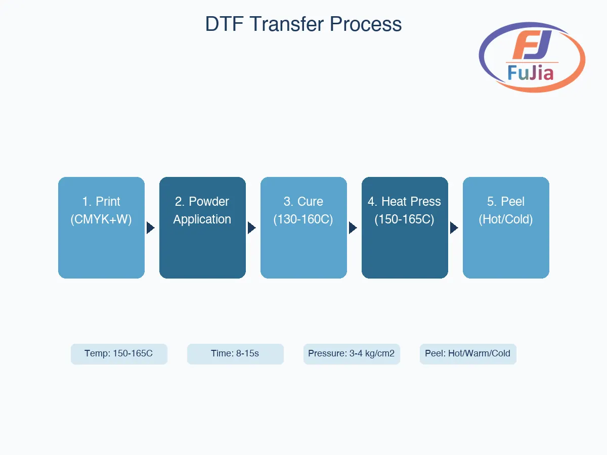 DTF PET film heat press transfer process demonstration