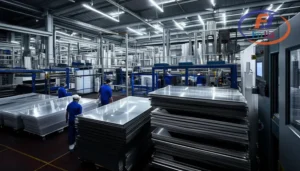 Sign production floor with flatbeds