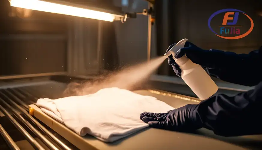 Pretreat application on cotton shirt